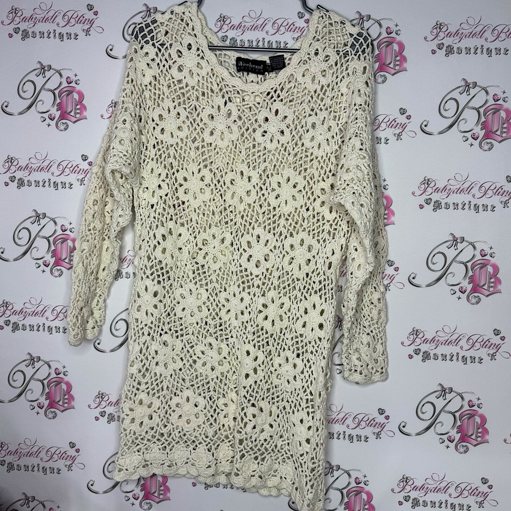Weekend edition crochet dress floral flowers knit knitted beach style dress